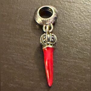Red Horn Charm 925 Sterling Silver Crown Charm for Bracelet